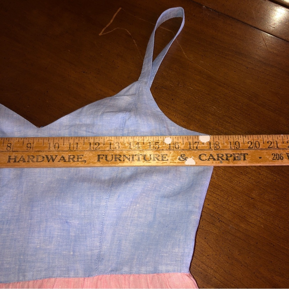 PREOWNED Cynthia Rowley PINK AND BLUE 100% Linen Dress SZ M - Picture 4 of 7